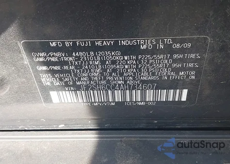 2010 Subaru Forester 2.5X Premium z USA, uszkodzony, nr VIN JF2SH6CC4AH734607